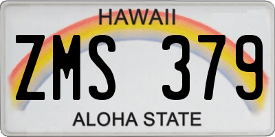 HI license plate ZMS379