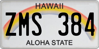 HI license plate ZMS384