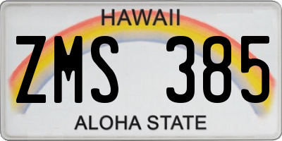 HI license plate ZMS385