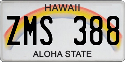 HI license plate ZMS388