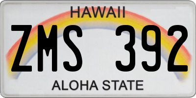 HI license plate ZMS392