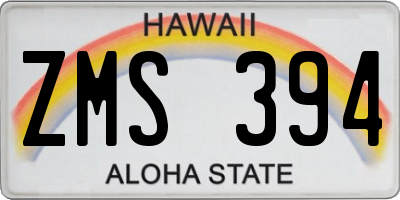 HI license plate ZMS394