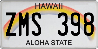 HI license plate ZMS398