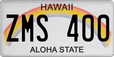 HI license plate ZMS400