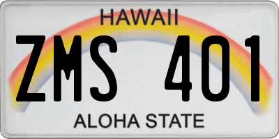 HI license plate ZMS401
