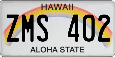 HI license plate ZMS402