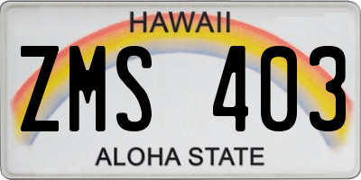 HI license plate ZMS403