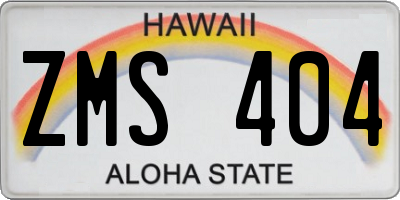 HI license plate ZMS404