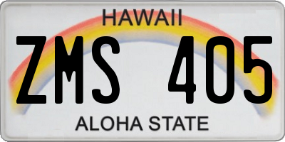 HI license plate ZMS405