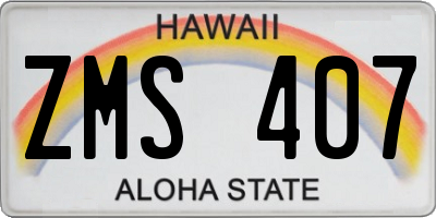 HI license plate ZMS407