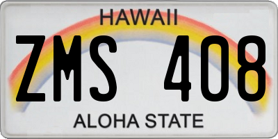 HI license plate ZMS408