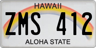 HI license plate ZMS412