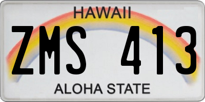 HI license plate ZMS413