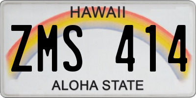 HI license plate ZMS414