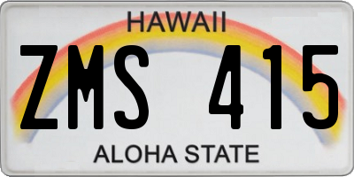 HI license plate ZMS415