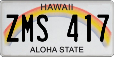 HI license plate ZMS417