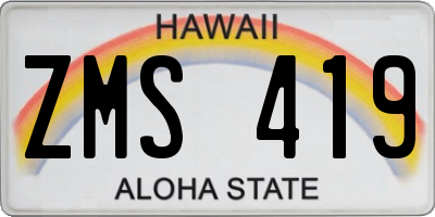 HI license plate ZMS419