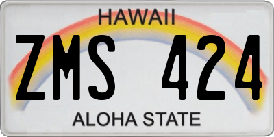 HI license plate ZMS424