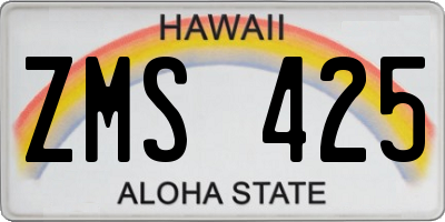 HI license plate ZMS425