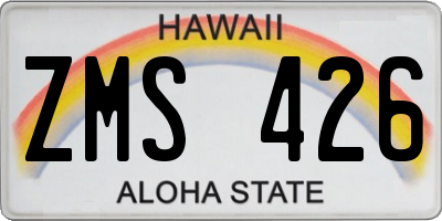 HI license plate ZMS426