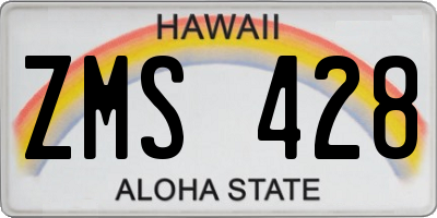 HI license plate ZMS428