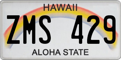 HI license plate ZMS429