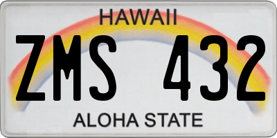 HI license plate ZMS432