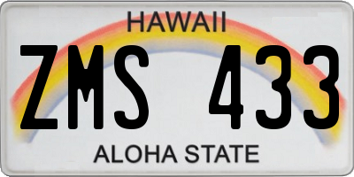 HI license plate ZMS433