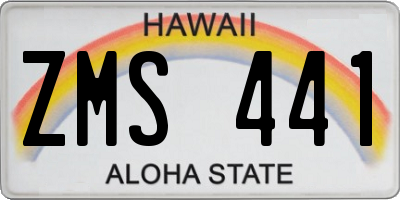 HI license plate ZMS441