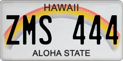 HI license plate ZMS444