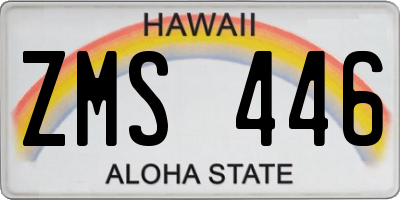 HI license plate ZMS446