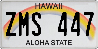 HI license plate ZMS447