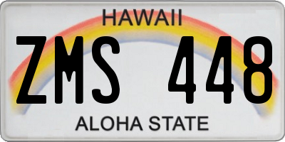 HI license plate ZMS448