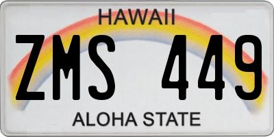 HI license plate ZMS449