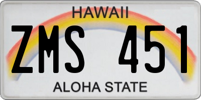 HI license plate ZMS451