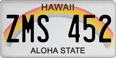 HI license plate ZMS452
