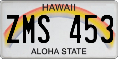HI license plate ZMS453