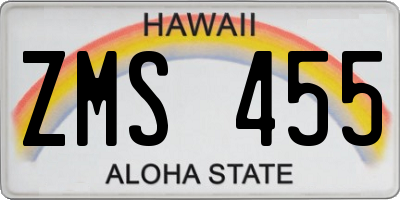 HI license plate ZMS455