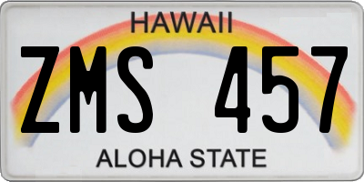 HI license plate ZMS457