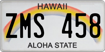 HI license plate ZMS458