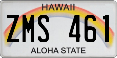 HI license plate ZMS461