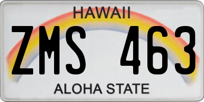 HI license plate ZMS463