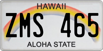 HI license plate ZMS465
