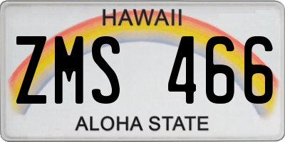 HI license plate ZMS466