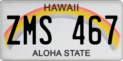 HI license plate ZMS467