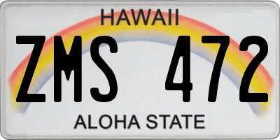 HI license plate ZMS472