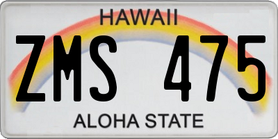 HI license plate ZMS475