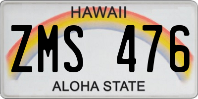 HI license plate ZMS476
