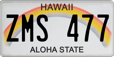 HI license plate ZMS477