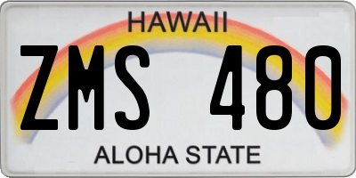 HI license plate ZMS480